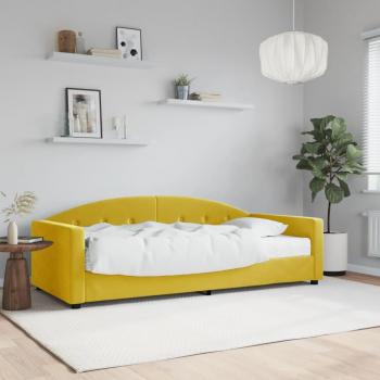 Sofá cama con colchón de terciopelo amarillo 90x200 cm
