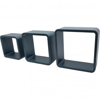 DURAline Tres Cubos de estantería, Gris, 1,8 x 26 x 26/1,8 X 30,5 X 30,5/1,8 X 35 X 33 Cm, Juego de 3