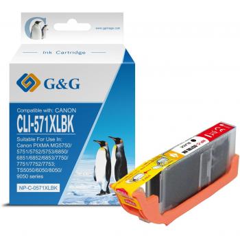 G&G Canon CLI-571XL BK Cartucho de Tinta Compatible Negro - Sustituto de 0331C001/0385C001