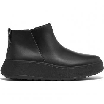 Botines Fitflop F-Mode de cuero con plataforma y cierre lateral en color negro, modelo GM2, talla 36