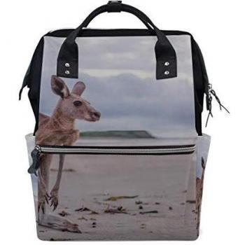 Despreocupado Canguro Animal Bolsas de pañales de gran capacidad Mamá Mochila Múltiples funciones Bolso de lactancia Bolso de mano Bolso para niños Cuidado de bebés Viajes diarios Mujeres
