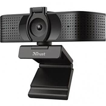 Trust Teza 4K Ultra HD Webcam, 3840x2160 Resolution, Dual Built-in Microphones, Autofocus, USB Connectivity, Privacy Shutter, Tripod Included