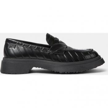 Camper - Mocasines de mujer negros de piel con pespuntes de rayas