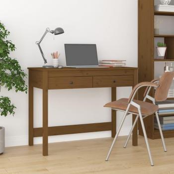 Escritorio con cajones de madera de pino color miel 100x50x78 cm