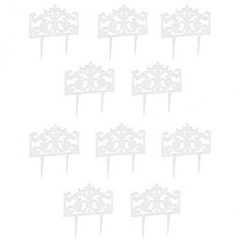Pack de 10 Borduras Decorativas para Jardín, Hierro Fundido, Blanco, 37 x 36 x 2 cm
