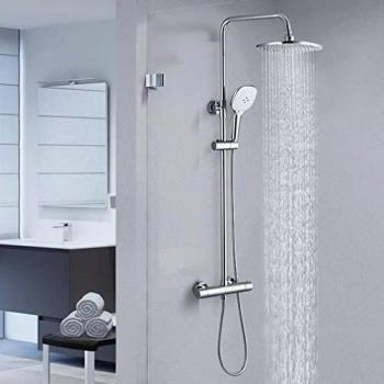 CECIPA Columna Ducha Termostatico con Grifo Conjunto Ducha con Barra Ducha Set de Ducha Termostatico Altura Ajustable con Lluvia Ducha y Teleducha Columna baño Conjunto Ducha