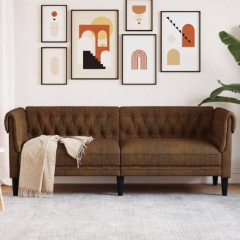 Chesterfield 3-Seater Sofa in Brown Fabric