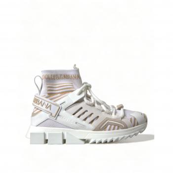 Dolce & Gabbana Women's White Beige Sorrento Socks Sneakers Shoes - EU37/US6.5