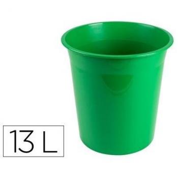 Papelera Plástico Q-Connect Verde Opaco 13 Litros Dim 275x285mm