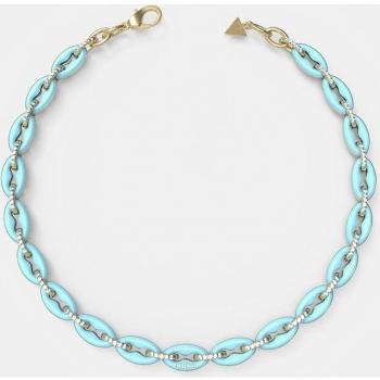 Collar Guess Pop Links JUBN01410JWYGAQT-U para Mujer de Acero Inoxidable con Cadena Marinera en Color Azul y Detalles Dorados