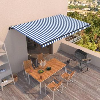Toldo retráctil manual Día y Noche azul y blanco 500x350 cm