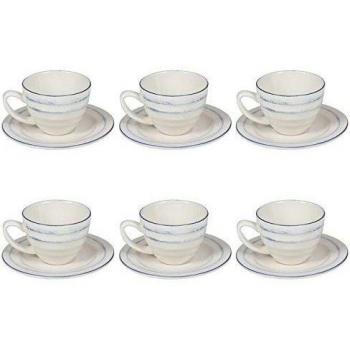 ECLECTIC COLLECTION Taza De Café con Plato 6 Piezas Crema / Azul