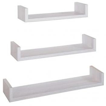 Conjunto de 3 estantes de pared modernos Calamita en color gris claro y roble imperial