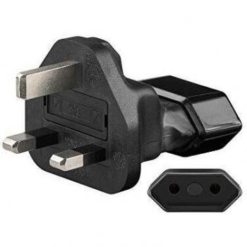 Adaptador de Viaje Euro a UK 2 Pines (CEE7/16 a BS-1363), Máx. 3A, Negro