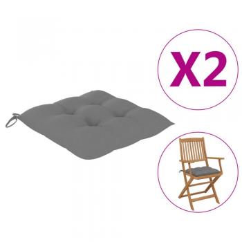 Cojines de silla 2 unidades tela gris 40x40x7 cm