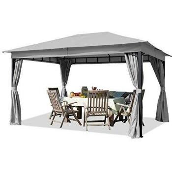 Cenador de jardín Toolport 3x4 m, aprox. 180g/m², lona de techo impermeable, 4 lados, carpa de fiesta gris