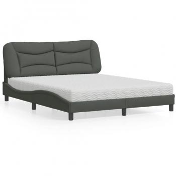 Cama con colchón de tela gris oscuro 160x200 cm Vidaxl
