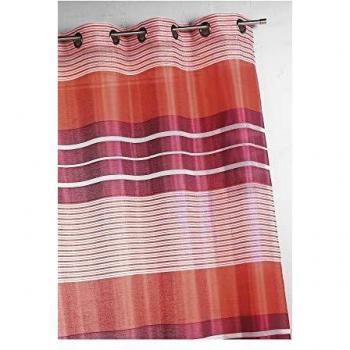 Cortina de Voile Fantasía a Rayas Horizontales Roja Naranja 100% Poliéster 140 x 240 cm