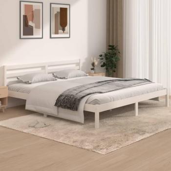 Estructura de cama Super King de madera maciza blanca 180x200 cm