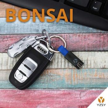 YZSY Bonsai - Cable Charge & Sync Keychain MicroUSB, Color Azul y Negro