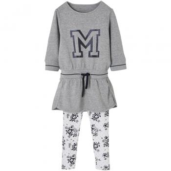 VERTBAUDET Conjunto de deporte niña vestido de felpa + leggings Gris claro jaspeado 3A