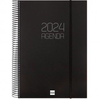 Finocam - Agenda 2024 Catalán Espiral Opaque Negro E40 210x297mm Día Página Enero-Diciembre