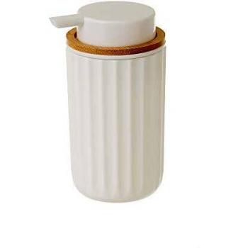 Dispensador de jabón de bambú y PVC Blanco de Ø 9x14 cm - LOLAhome