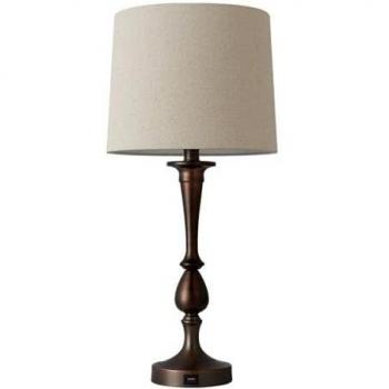 FABRILAMP Sobremesa Khalifa E27 marrón Puerto USB