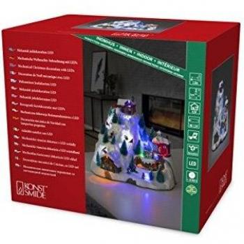 Lámpara Decorativa LED Pista de Esquí con Animación y Música, 8 Canciones Navideñas, Alimentación Seleccionable