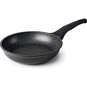 LACOR Eco-Piedra, Sartén Antiadherente Tricapa, Aluminio Fundido, Mango Ergonómico, Apta para Inducción y Todo Tipo de Cocinas, Ø18 cm, Ecológica y sin PFOA, Negro, Ø 18 cm