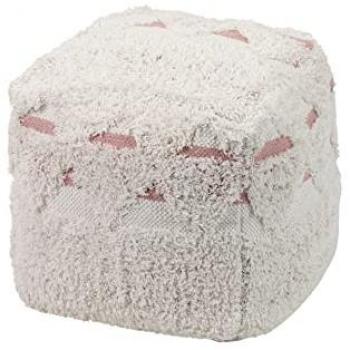 Puff Tejido a Mano Adda Home 40x40x40 Cm - Rosa/Blanco, Suave y Cómodo para Decoración de Interiores
