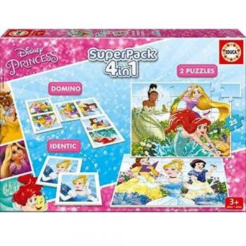 Educa - Superpack Princesas Disney Princess Pack de Domino, Identic y 2 Puzzles, Juego de Mesa, Multicolor
