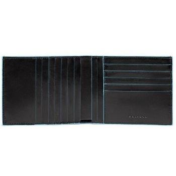 Piquadro Blue Square Leather Credit Card Case, Black, Male, Size: ONE SIZE