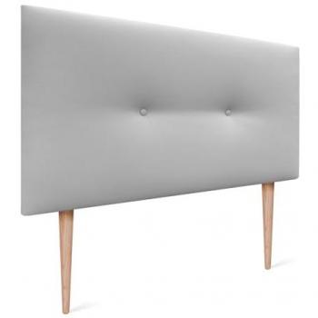 Cabecero de Polipiel Acolchado Liso con Botones y Patas - 95x105cm - Gris Claro - Para Camas 80/90 - Diseño Moderno y Elegante