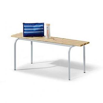Banco apilable para vestuarios de madera maciza, 1200 mm, estructura gris claro