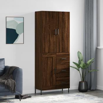 Aparador alto de madera contrachapada marrón roble 69,5x34x180 cm vidaXL