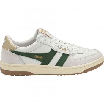 Gola Hawk Women's Casual Sneakers - White/Dark Green/Gold