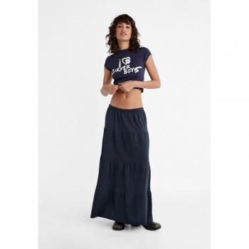 Navy Blue Boho Maxi Skirt XS