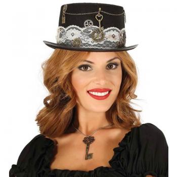 Sombrero Steampunk de Fieltro para Mujer Estilo Victoriano Gótico Disfraz Chistera Negra Guirca
