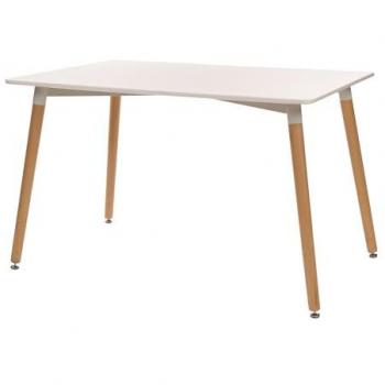 Mesa Berlin Grande Postquam | MDF y Madera de Haya | Color Blanco | Diseño Minimalista y Elegante | Para Hogar y Oficina | Gran tamaño 120 cm | Capacidad para 6 Personas