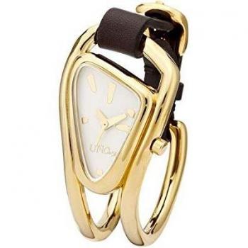 UNO de 50 Gold-Plated Metal Alloy Women's Watch with Brown Leather Strap
