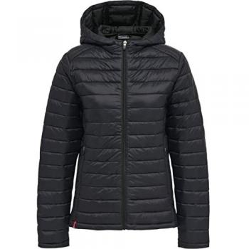 Hummel Abrigo Plumífero con Capucha para Mujer Rojo, Chaqueta Acolchada, Cremallera, Talla Grande