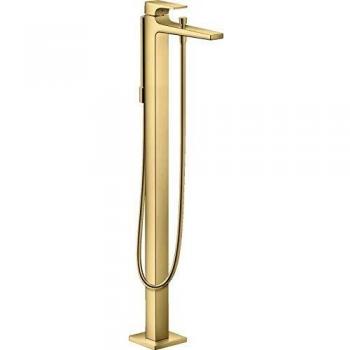 Mezclador de Baño y Ducha de Palanca Única Hansgrohe Metropol, Piso Independiente, Acabado Oro Pulido - 32532990