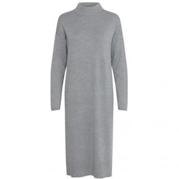 Vestido de punto elástico con cuello alto para mujer b.young Mmorla, corte holgado, color gris medio