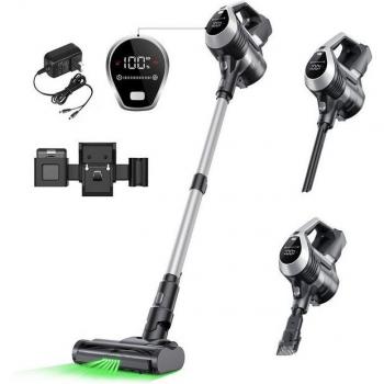 Aspiradora Sin Cable MOOSOO YC1, Potente 580W, Succión de 12 kPa, Autonomía de hasta 40 Minutos, Pantalla LED, Sistema de Filtración Multiciclónico, Cub
