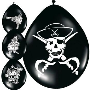 Folat - Globos De Pirata para Temática Fiesta - Blanco y Negro - 12In/30cm - 8 Piezas