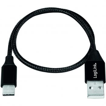 Cable USB 2.0 de 0,3 m, USB A a USB C, Negro