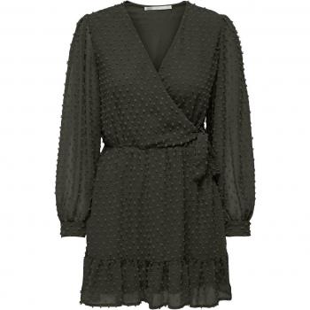 Only Tiva Long Sleeve Short Wrap Dress with Ruffles