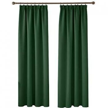 Deconovo Cortinas Salón Opacas Modernas Térmicas Aislante Decorativas Fruncidas 2 Piezas 140x220cm Verde Oscuro