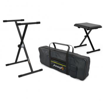 Audibax Onyx Pack de Soporte Teclado/Piano + Banqueta + Funda Teclado 61 Teclas